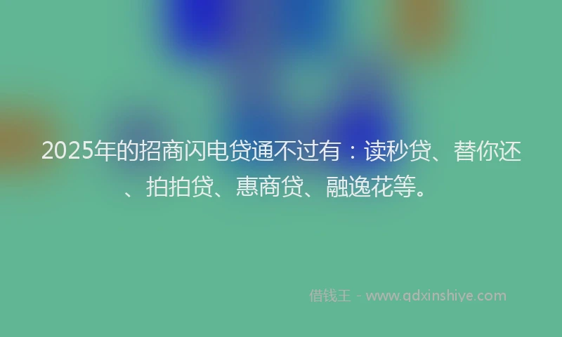 2025年的招商闪电贷通不过有：读秒贷、替你还、拍拍贷、惠商贷、融逸花等。