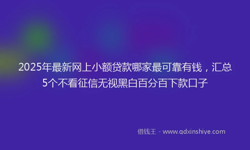 2025年最新网上小额贷款哪家最可靠有钱，汇总5个不看征信无视黑白百分百下款口子