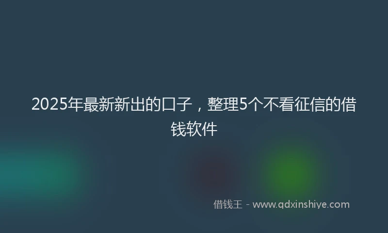 2025年最新新出的口子，整理5个不看征信的借钱软件