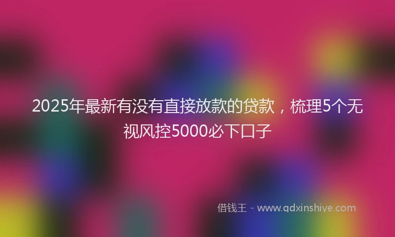 2025年最新有没有直接放款的贷款，梳理5个无视风控5000必下口子