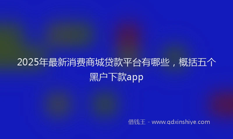2025年最新消费商城贷款平台有哪些，概括五个黑户下款app