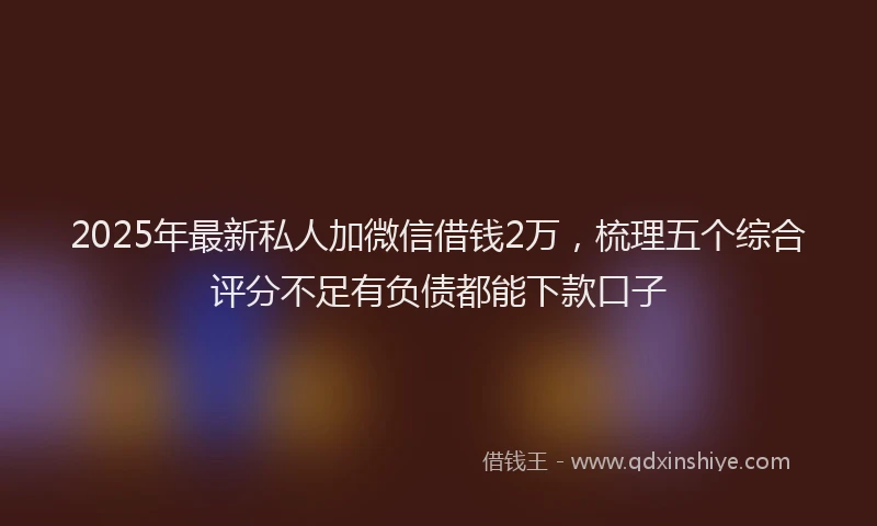 2025年最新私人加微信借钱2万，梳理五个综合评分不足有负债都能下款口子