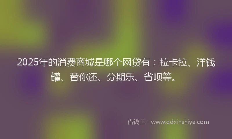 2025年的消费商城是哪个网贷有：拉卡拉、洋钱罐、替你还、分期乐、省呗等。