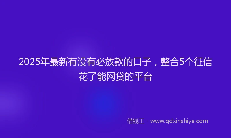 2025年最新有没有必放款的口子，整合5个征信花了能网贷的平台