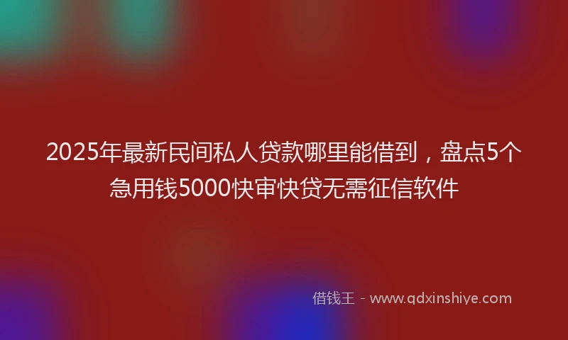 2025年最新民间私人贷款哪里能借到，盘点5个急用钱5000快审快贷无需征信软件