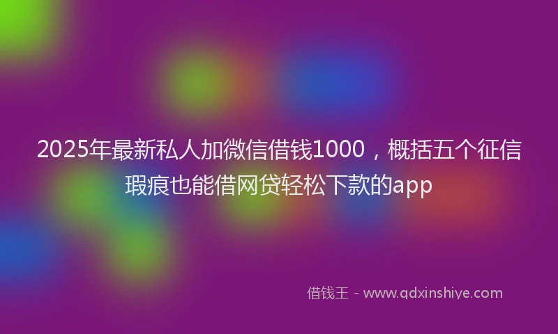 2025年最新私人加微信借钱1000，概括五个征信瑕疵也能借网贷轻松下款的app