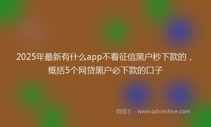 2025年最新有什么app不看征信黑户秒下款的，概括5个网贷黑户必下款的口子