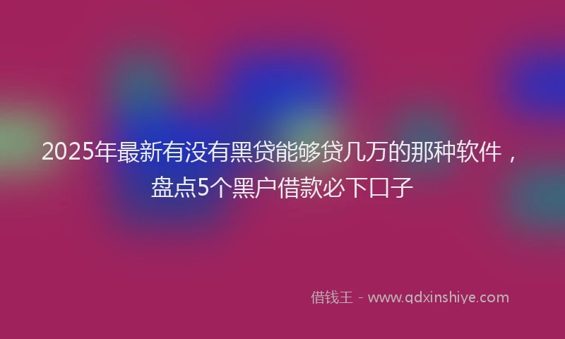 2025年最新有没有黑贷能够贷几万的那种软件，盘点5个黑户借款必下口子