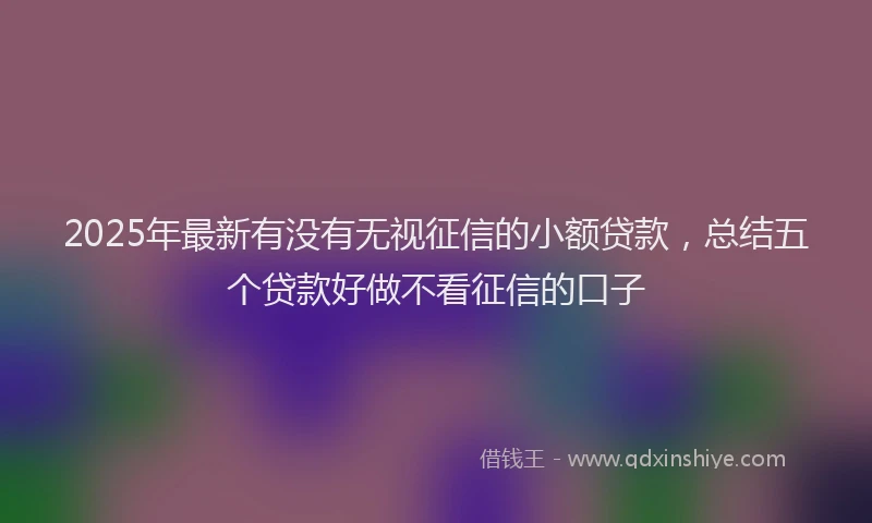 2025年最新有没有无视征信的小额贷款，总结五个贷款好做不看征信的口子