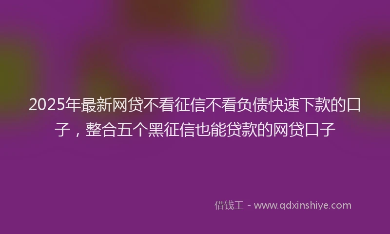 2025年最新网贷不看征信不看负债快速下款的口子，整合五个黑征信也能贷款的网贷口子
