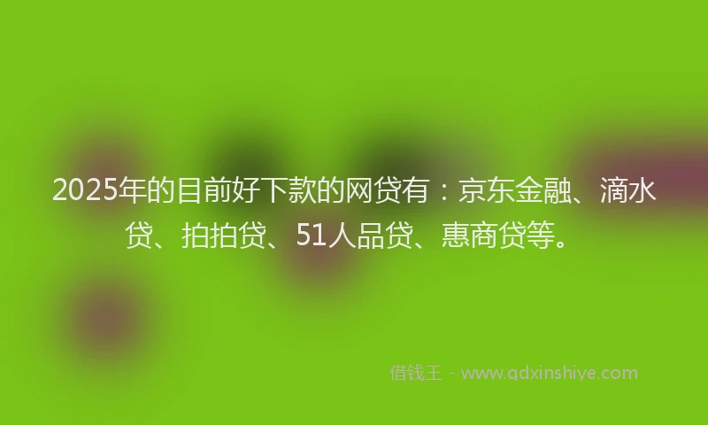 2025年的目前好下款的网贷有：京东金融、滴水贷、拍拍贷、51人品贷、惠商贷等。