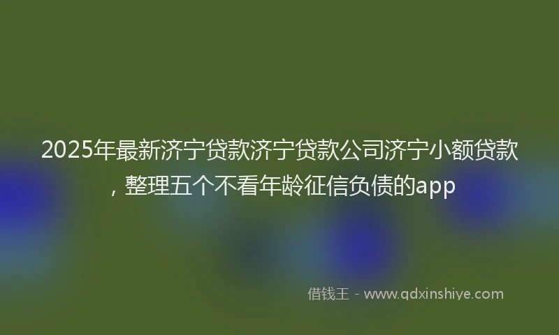 2025年最新济宁贷款济宁贷款公司济宁小额贷款，整理五个不看年龄征信负债的app