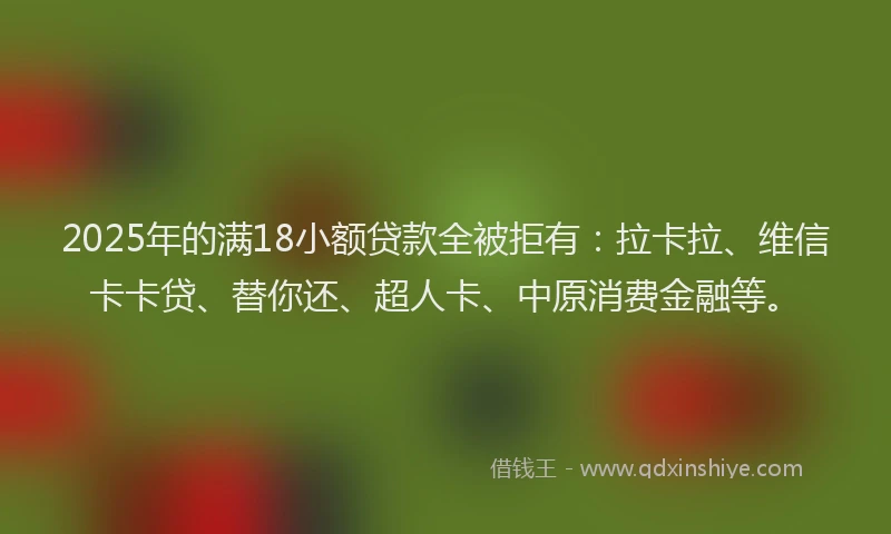 2025年的满18小额贷款全被拒有：拉卡拉、维信卡卡贷、替你还、超人卡、中原消费金融等。