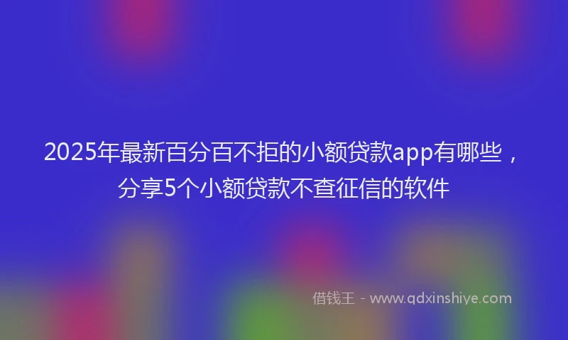 2025年最新百分百不拒的小额贷款app有哪些，分享5个小额贷款不查征信的软件