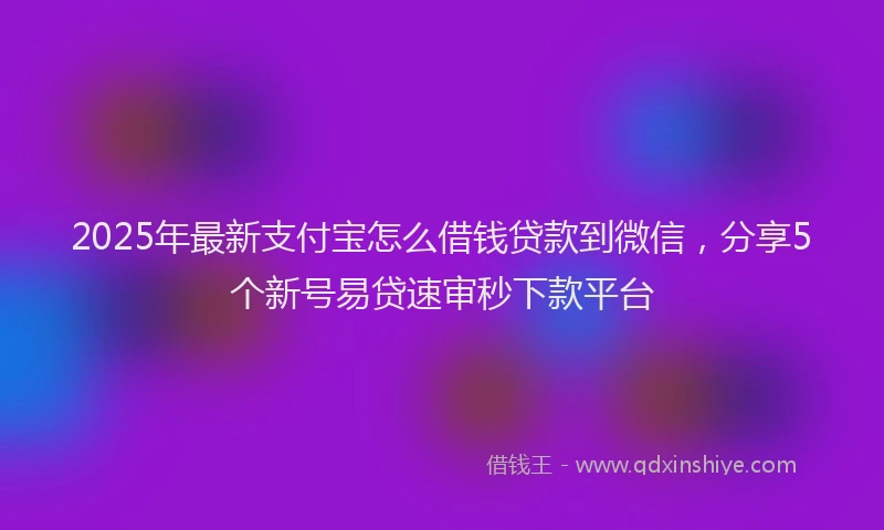 2025年最新支付宝怎么借钱贷款到微信，分享5个新号易贷速审秒下款平台