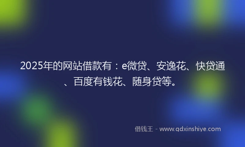 2025年的网站借款有：e微贷、安逸花、快贷通、百度有钱花、随身贷等。