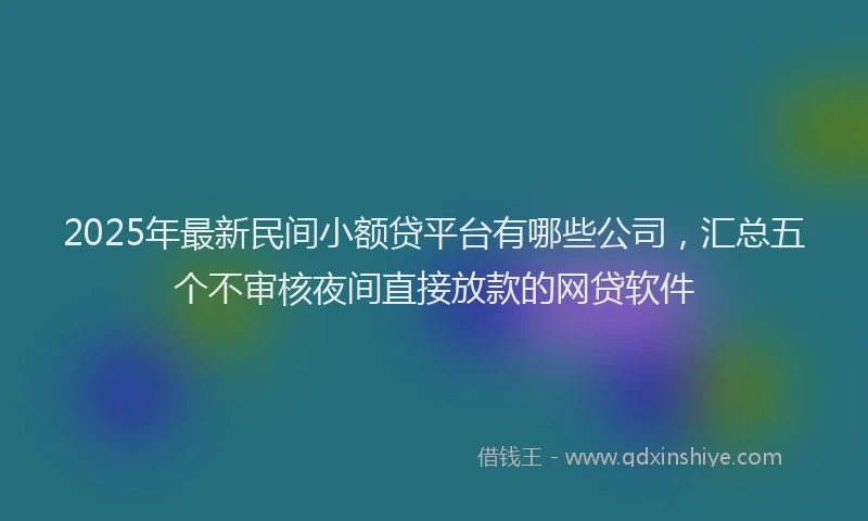 2025年最新民间小额贷平台有哪些公司，汇总五个不审核夜间直接放款的网贷软件