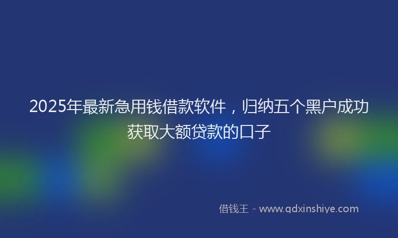 2025年最新急用钱借款软件，归纳五个黑户成功获取大额贷款的口子