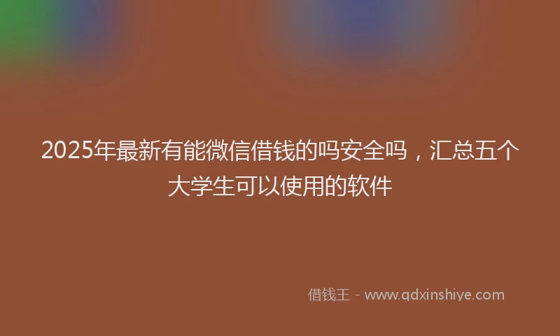 2025年最新有能微信借钱的吗安全吗，汇总五个大学生可以使用的软件