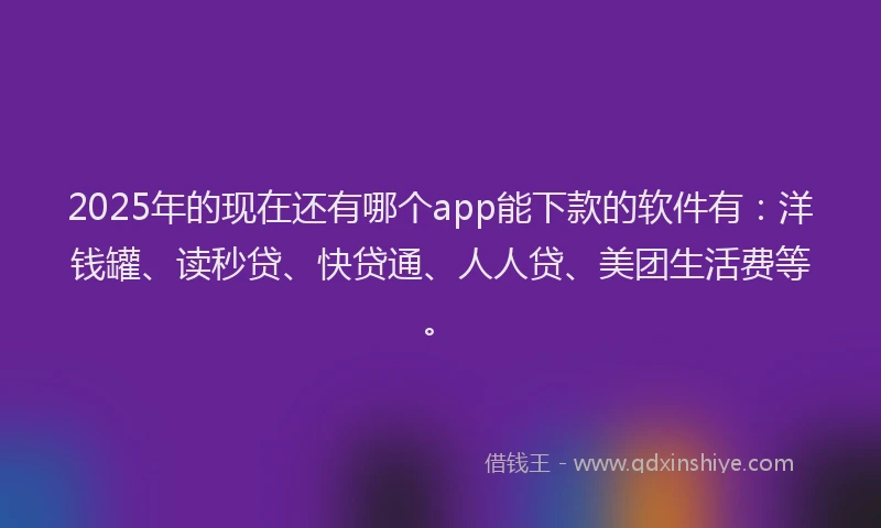 2025年的现在还有哪个app能下款的软件有：洋钱罐、读秒贷、快贷通、人人贷、美团生活费等。