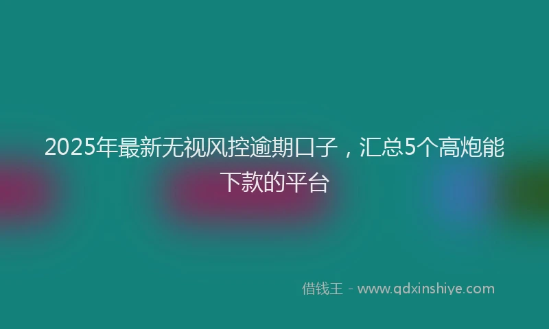 2025年最新无视风控逾期口子，汇总5个高炮能下款的平台