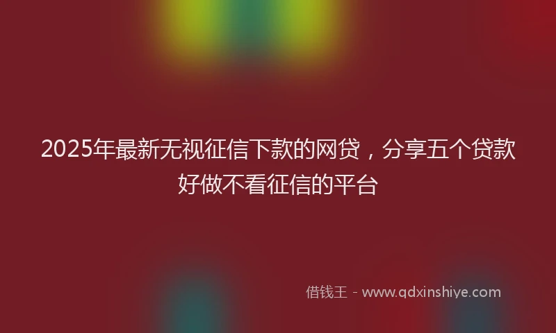 2025年最新无视征信下款的网贷，分享五个贷款好做不看征信的平台