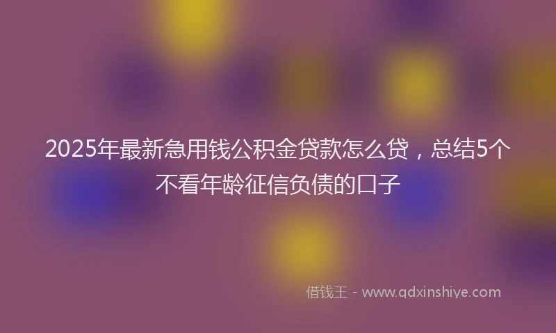 2025年最新急用钱公积金贷款怎么贷，总结5个不看年龄征信负债的口子