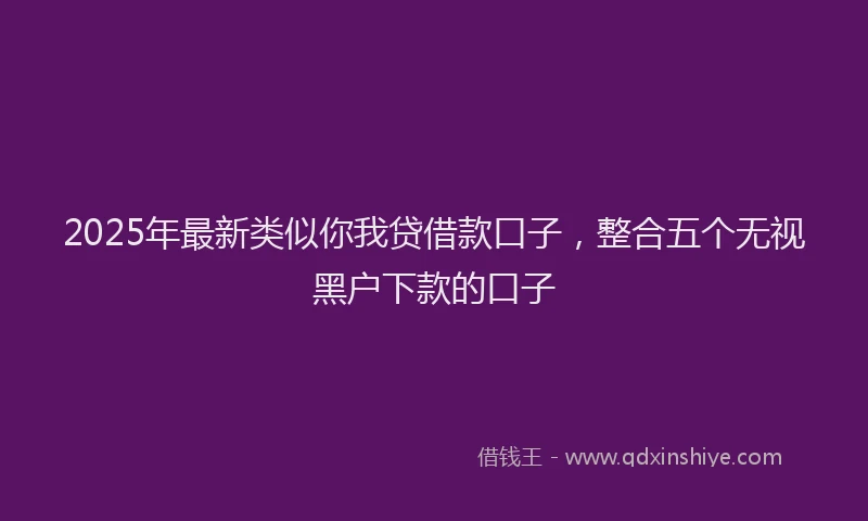 2025年最新类似你我贷借款口子，整合五个无视黑户下款的口子