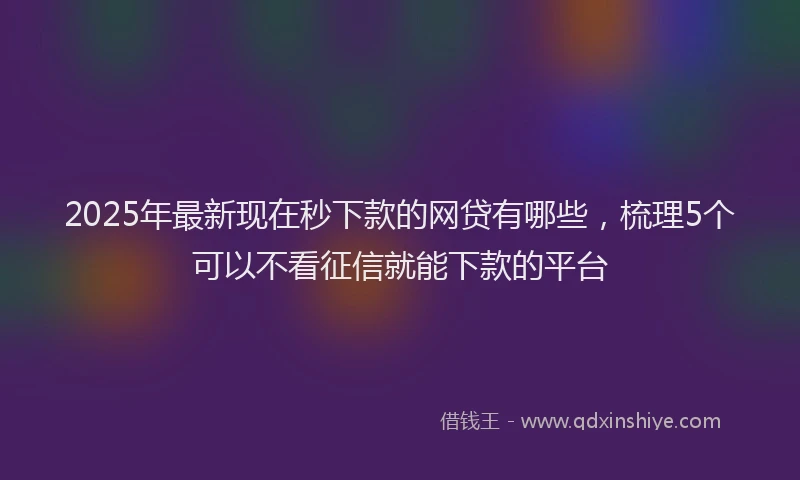 2025年最新现在秒下款的网贷有哪些，梳理5个可以不看征信就能下款的平台
