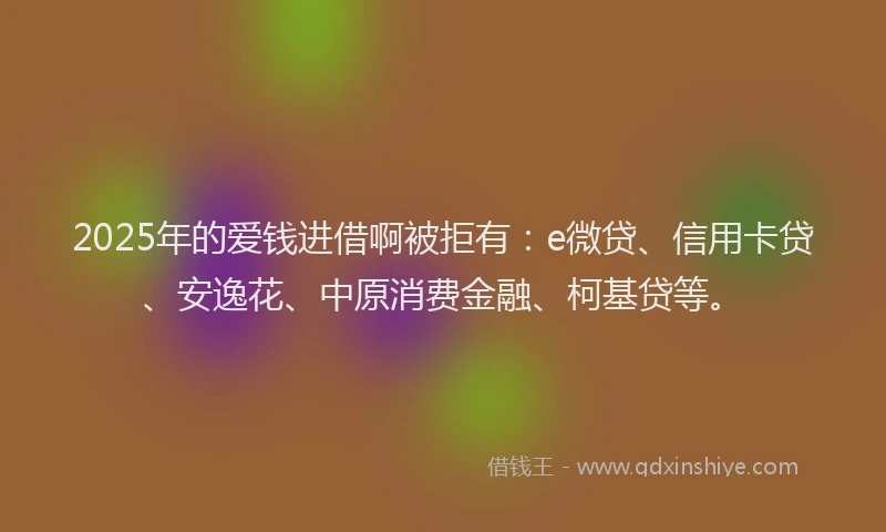 2025年的爱钱进借啊被拒有：e微贷、信用卡贷、安逸花、中原消费金融、柯基贷等。