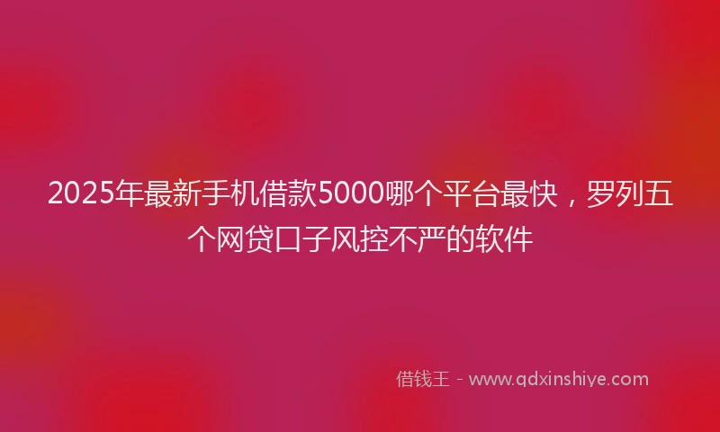 2025年最新手机借款5000哪个平台最快，罗列五个网贷口子风控不严的软件