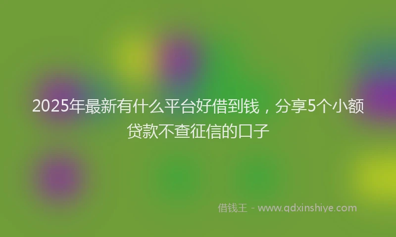 2025年最新有什么平台好借到钱，分享5个小额贷款不查征信的口子