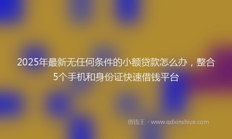 2025年最新无任何条件的小额贷款怎么办，整合5个手机和身份证快速借钱平台