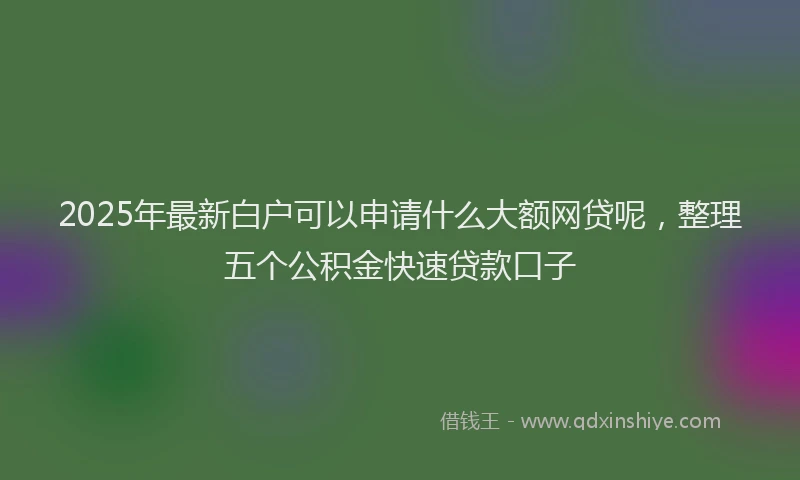 2025年最新白户可以申请什么大额网贷呢，整理五个公积金快速贷款口子