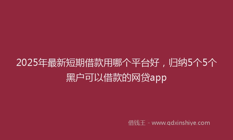 2025年最新短期借款用哪个平台好，归纳5个5个黑户可以借款的网贷app