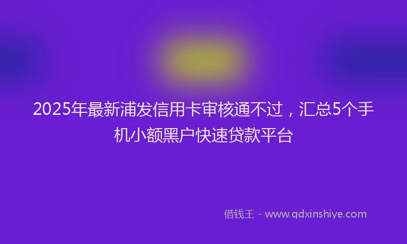 2025年最新浦发信用卡审核通不过，汇总5个手机小额黑户快速贷款平台