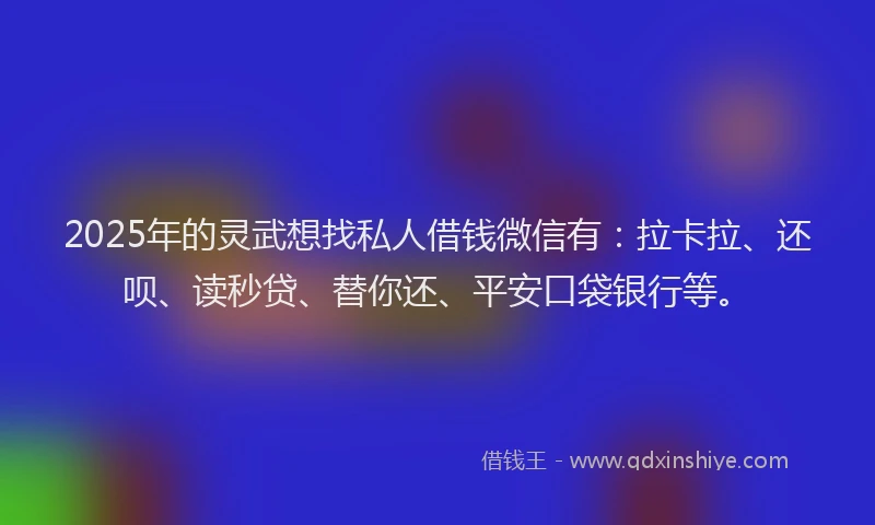 2025年的灵武想找私人借钱微信有：拉卡拉、还呗、读秒贷、替你还、平安口袋银行等。