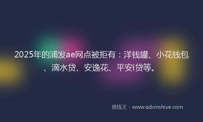 2025年的浦发ae网点被拒有：洋钱罐、小花钱包、滴水贷、安逸花、平安i贷等。