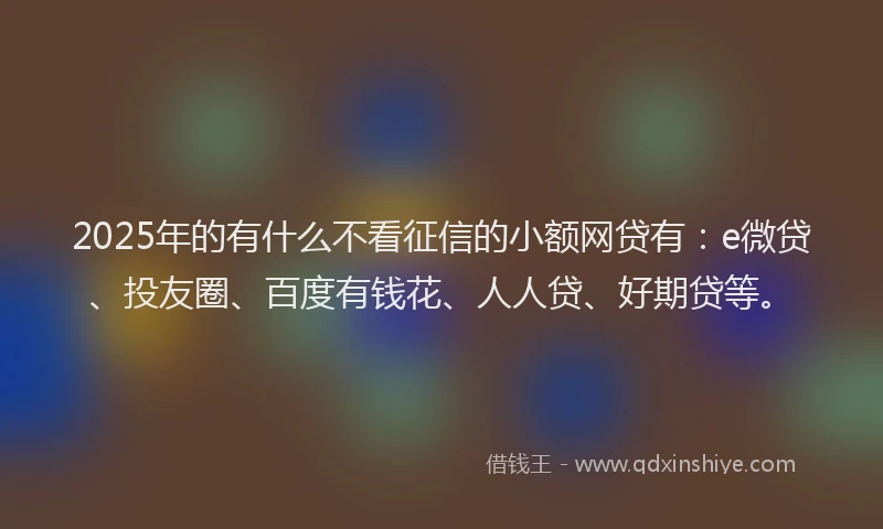 2025年的有什么不看征信的小额网贷有：e微贷、投友圈、百度有钱花、人人贷、好期贷等。