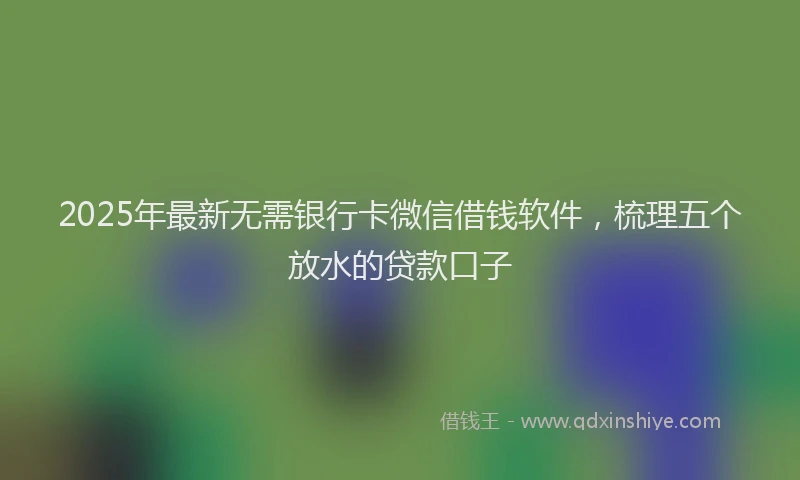 2025年最新无需银行卡微信借钱软件，梳理五个放水的贷款口子