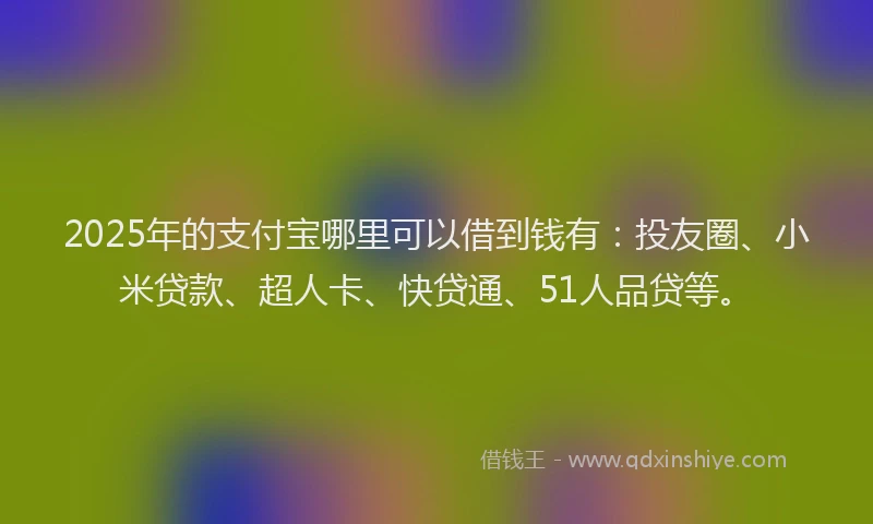 2025年的支付宝哪里可以借到钱有：投友圈、小米贷款、超人卡、快贷通、51人品贷等。