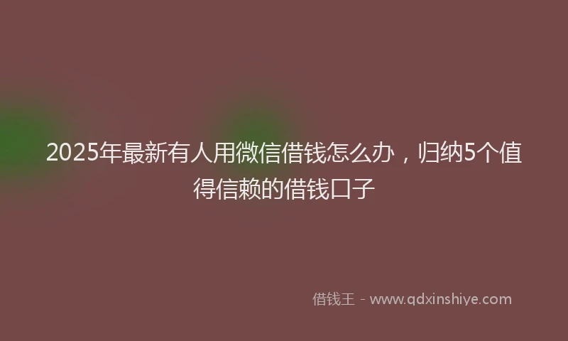 2025年最新有人用微信借钱怎么办，归纳5个值得信赖的借钱口子