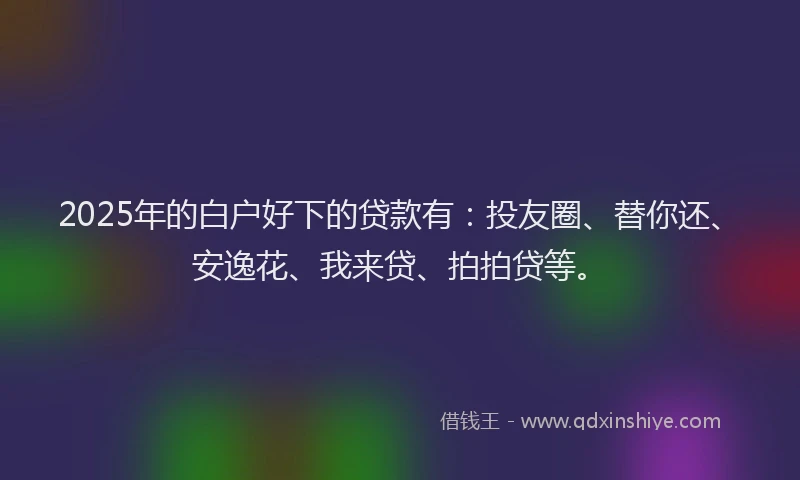 2025年的白户好下的贷款有：投友圈、替你还、安逸花、我来贷、拍拍贷等。
