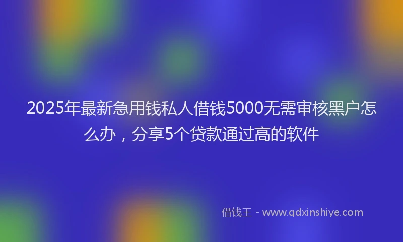 2025年最新急用钱私人借钱5000无需审核黑户怎么办，分享5个贷款通过高的软件