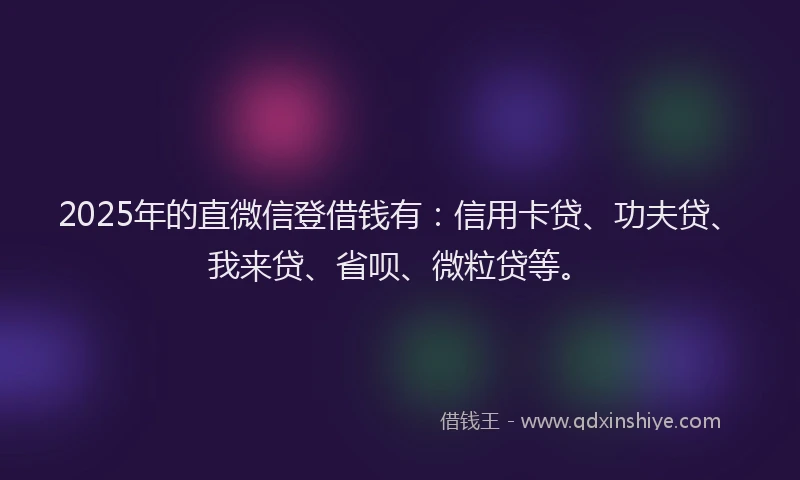 2025年的直微信登借钱有：信用卡贷、功夫贷、我来贷、省呗、微粒贷等。
