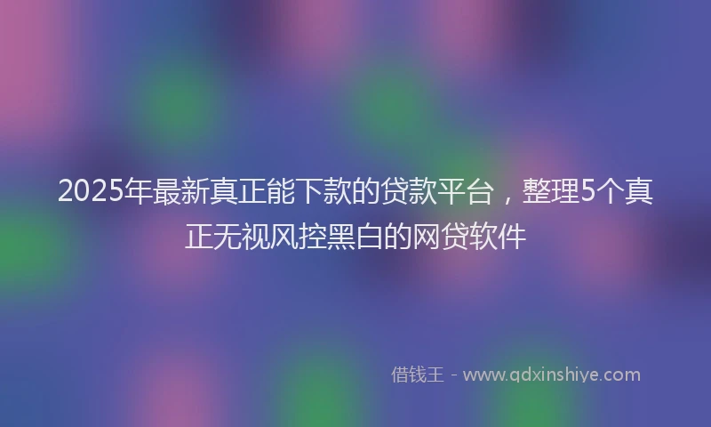 2025年最新真正能下款的贷款平台，整理5个真正无视风控黑白的网贷软件