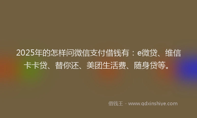 2025年的怎样问微信支付借钱有：e微贷、维信卡卡贷、替你还、美团生活费、随身贷等。