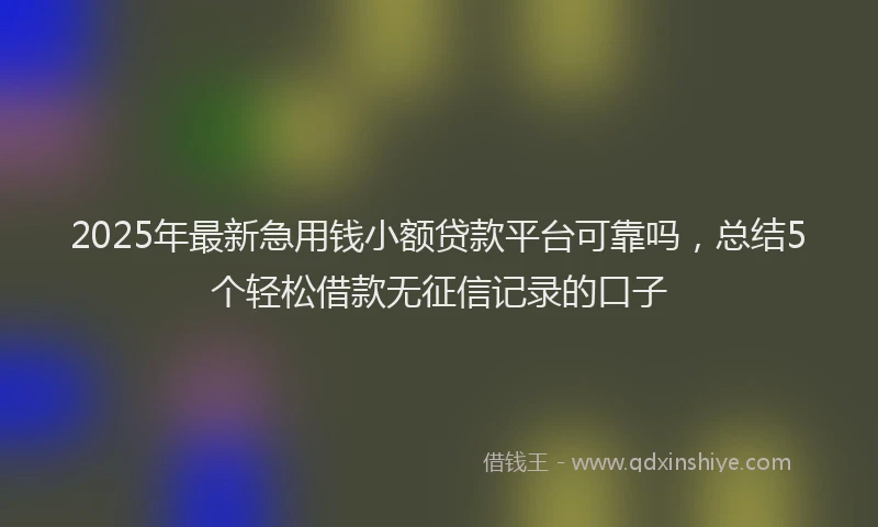 2025年最新急用钱小额贷款平台可靠吗，总结5个轻松借款无征信记录的口子