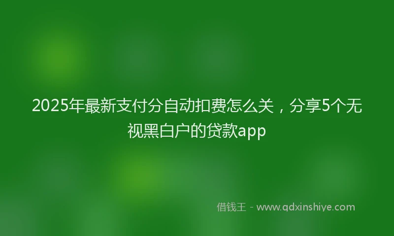 2025年最新支付分自动扣费怎么关，分享5个无视黑白户的贷款app