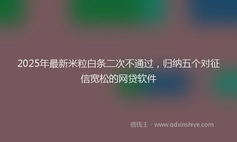 2025年最新米粒白条二次不通过，归纳五个对征信宽松的网贷软件